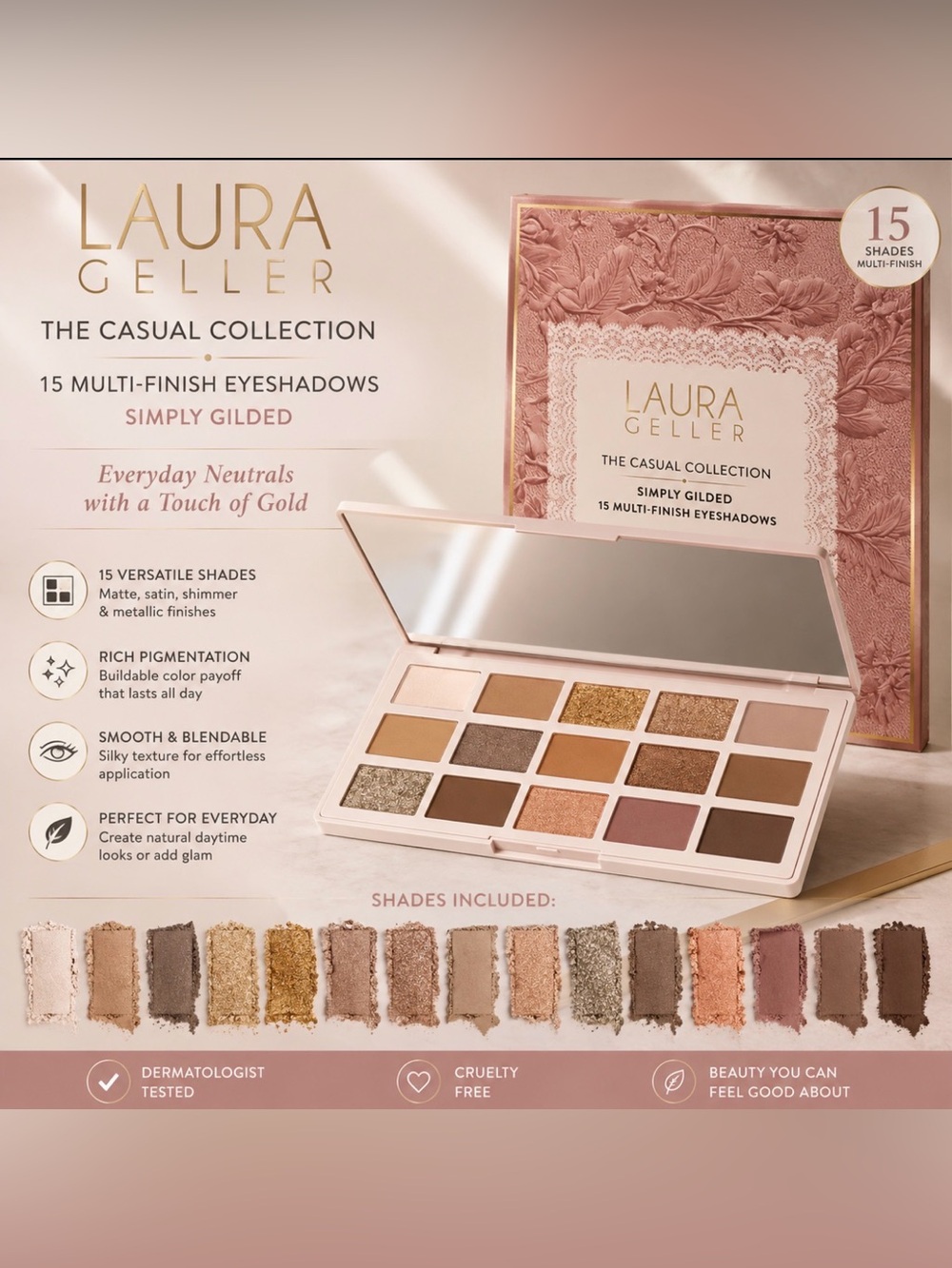 Laura Geller Simply Gilded Neutral Eyeshadow Palette — Pink & Gold Tones